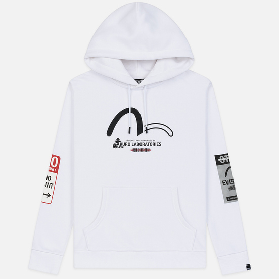 Мужская толстовка Evisu Hoodie With Detectable Arm Sleeves Bright White