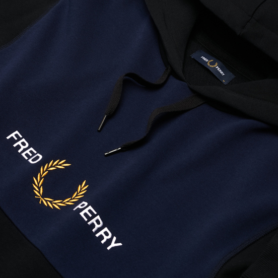 Мужская толстовка Fred Perry Embroidered Panel Hoodie Black