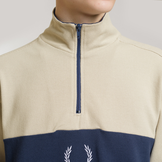 fred perry half zip pique sweatshirt