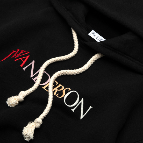 Мужская толстовка JW Anderson JWA Logo Embroidery Hoodie Black