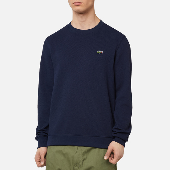 Мужская толстовка Lacoste Cotton Pique Fleece Crew Navy Blue