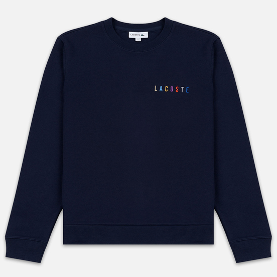 Мужская толстовка Lacoste Embroidered Multicolour Signature Fleece Navy Blue