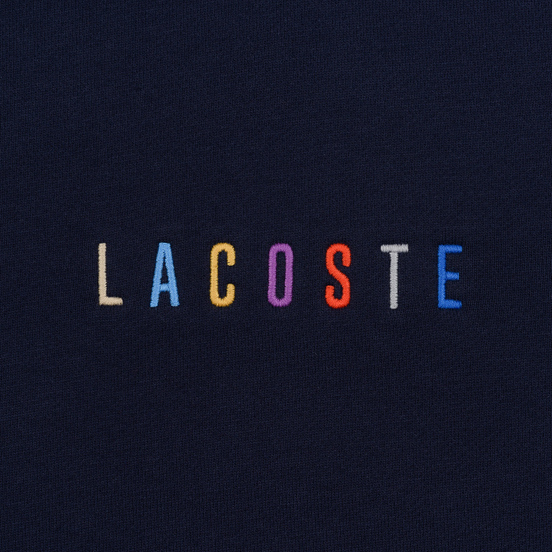 Мужская толстовка Lacoste Embroidered Multicolour Signature Fleece Navy Blue