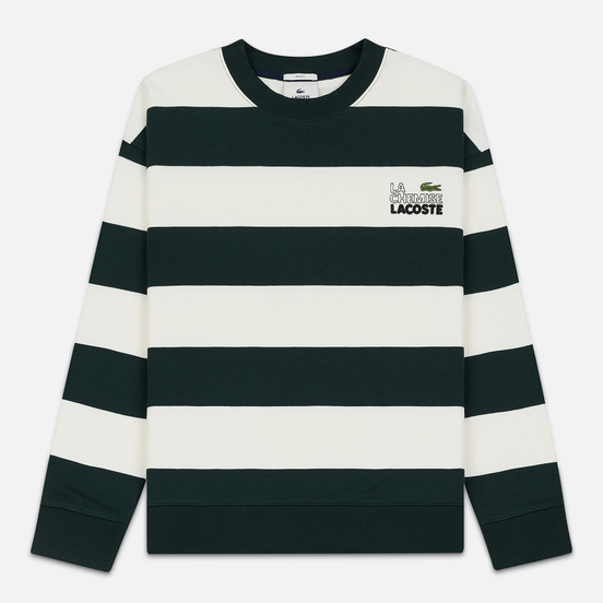 Мужская толстовка Lacoste Live Embroidered Striped Fleece White/Green