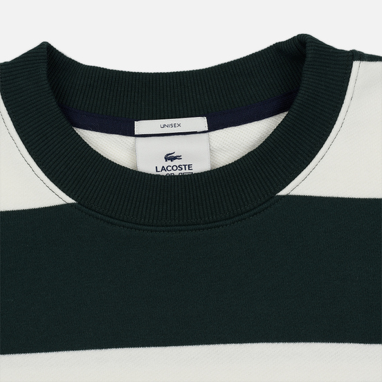 Мужская толстовка Lacoste Live Embroidered Striped Fleece White/Green