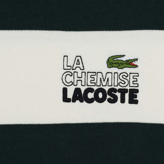 Мужская толстовка Lacoste Live Embroidered Striped Fleece White/Green