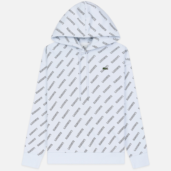 Мужская толстовка Lacoste Live Signature Print Fleece Hoodie White/Black