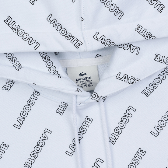 Мужская толстовка Lacoste Live Signature Print Fleece Hoodie White/Black
