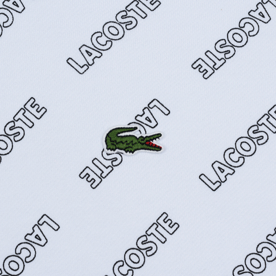 Мужская толстовка Lacoste Live Signature Print Fleece Hoodie White/Black