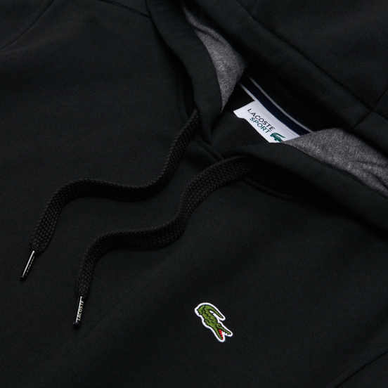 Мужская толстовка Lacoste Sport Hooded Fleece Tennis Black/Grey Chine