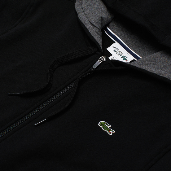Мужская толстовка Lacoste Sport Tennis Hooded Zippered Black/Grey Chine