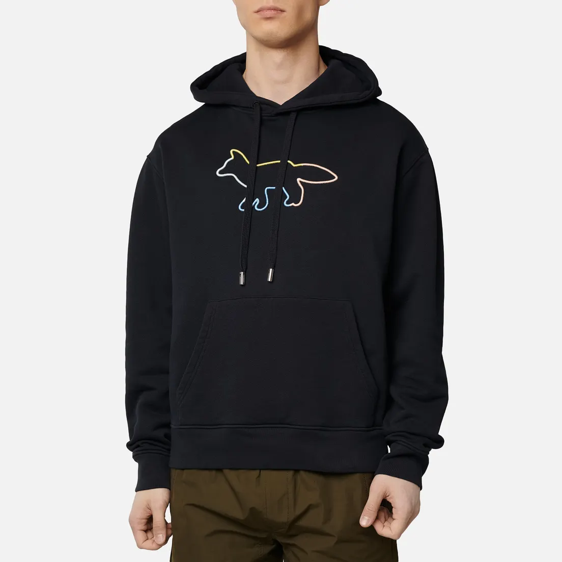 Maison Kitsune Мужская толстовка Hoodie Rainbow Profile Fox Embroidery