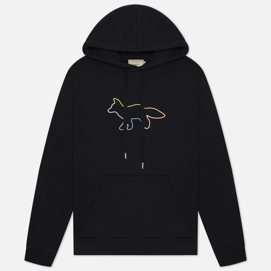 Мужская толстовка Maison Kitsune Hoodie Rainbow Profile Fox Embroidery Black