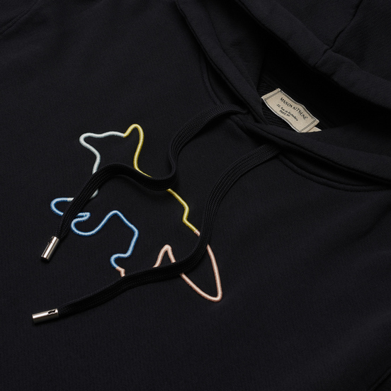 Мужская толстовка Maison Kitsune Hoodie Rainbow Profile Fox Embroidery Black