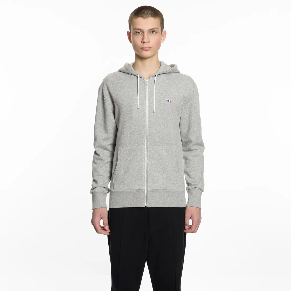 Maison Kitsune Мужская толстовка Zip Hoodie Tricolor Fox Patch