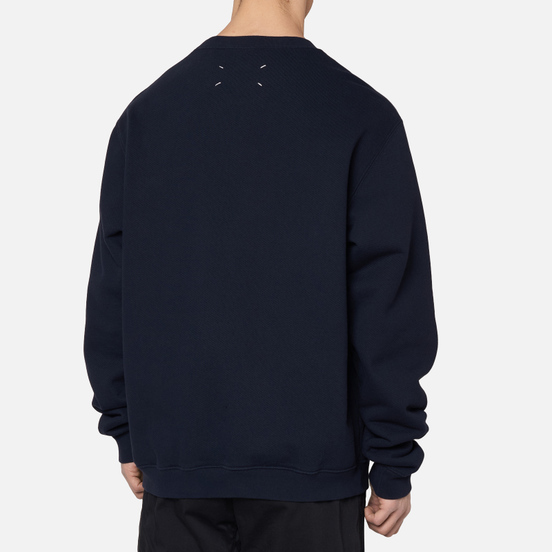 Мужская толстовка Maison Margiela Embroidered Numeric Logo Crew Neck Dark Blue