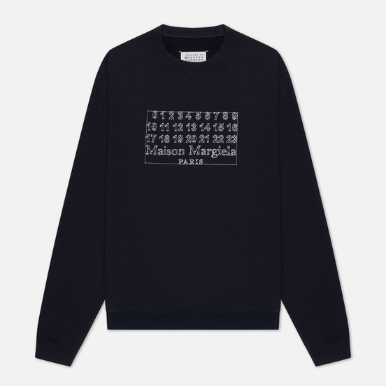 Мужская толстовка Maison Margiela Embroidered Numeric Logo Crew Neck Dark Blue