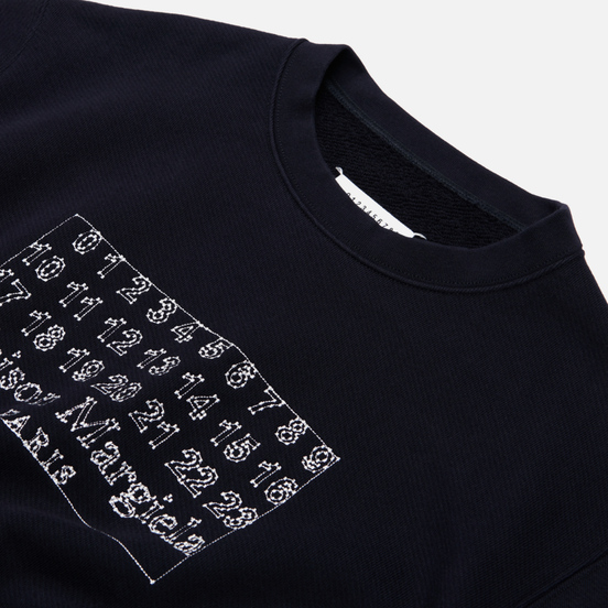 Мужская толстовка Maison Margiela Embroidered Numeric Logo Crew Neck Dark Blue