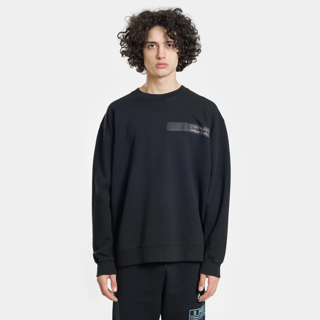 Marcelo Burlon Мужская толстовка Braille Tape Pocket Crewneck
