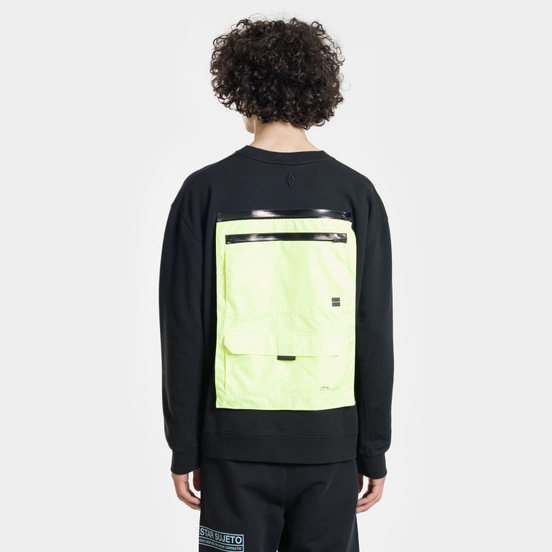 Мужская толстовка Marcelo Burlon Braille Tape Pocket Crewneck Black/Fluo Yellow