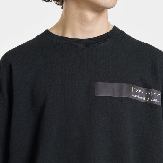 Мужская толстовка Marcelo Burlon Braille Tape Pocket Crewneck Black/Fluo Yellow