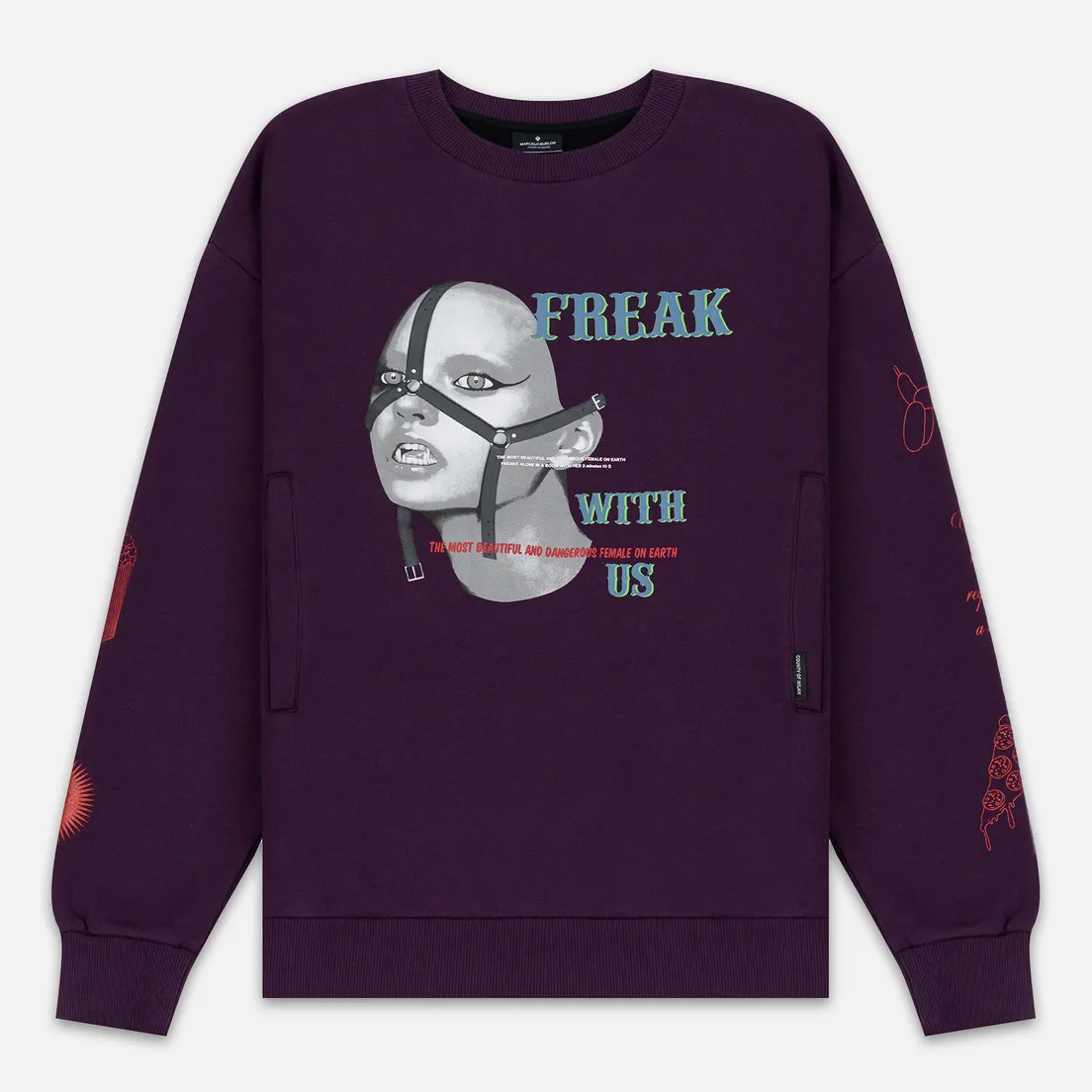 Marcelo Burlon Мужская толстовка Freak Over Crew Neck