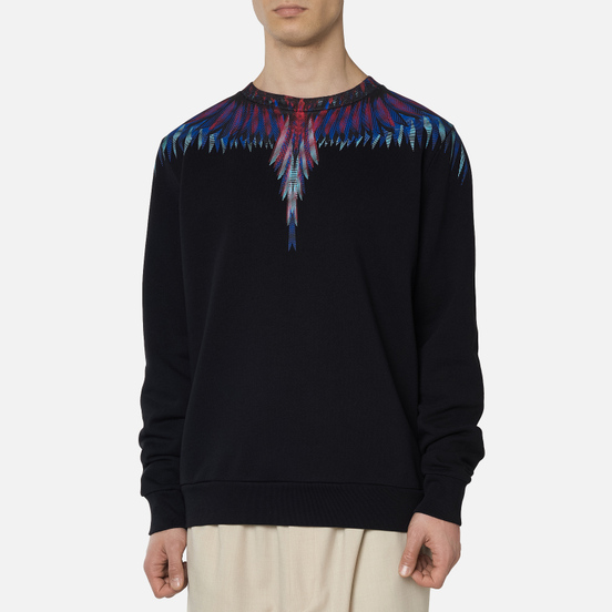 Мужская толстовка Marcelo Burlon Sharp Wings Regular Crewneck Black/Blue Fluo