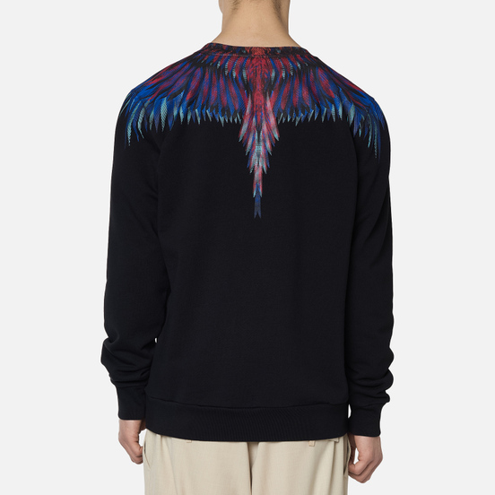 Мужская толстовка Marcelo Burlon Sharp Wings Regular Crewneck Black/Blue Fluo