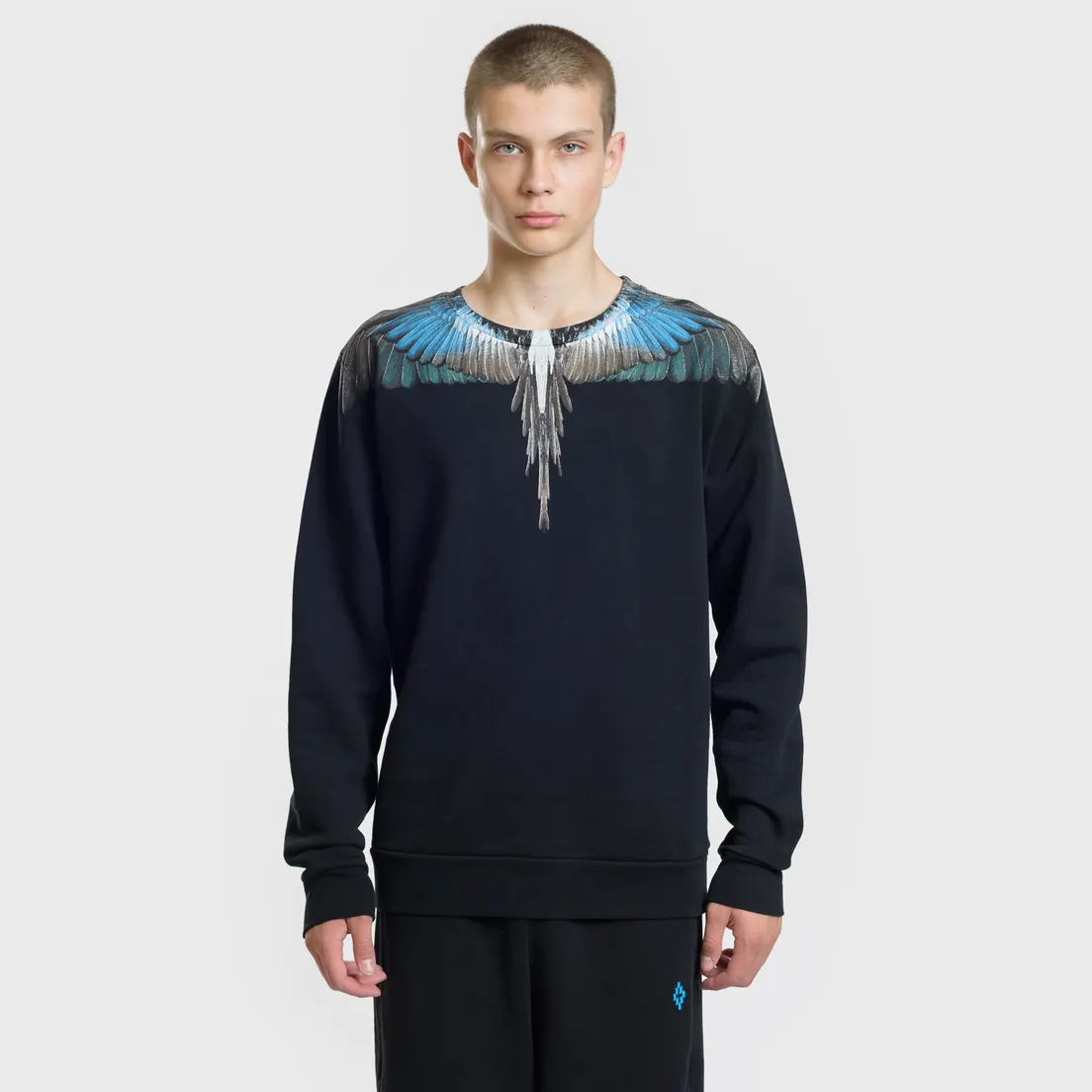 Marcelo Burlon Мужская толстовка Turquoise Wings Crewneck