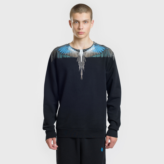 Мужская толстовка Marcelo Burlon Turquoise Wings Crewneck Black/Multicolor