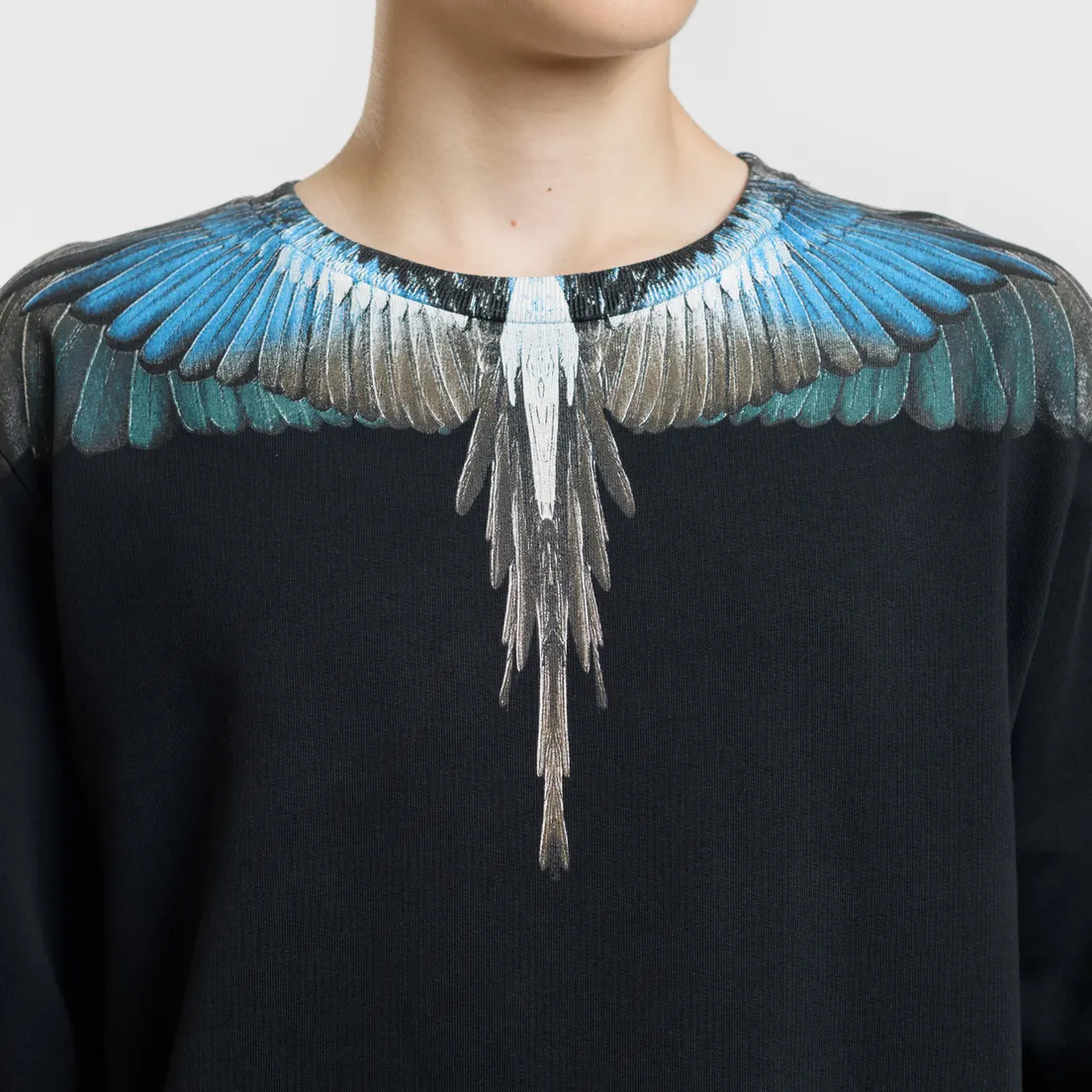 Marcelo Burlon Мужская толстовка Turquoise Wings Crewneck