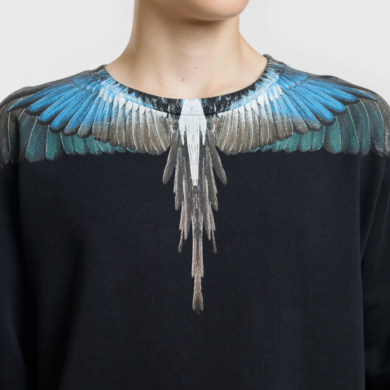 Мужская толстовка Marcelo Burlon Turquoise Wings Crewneck Black/Multicolor