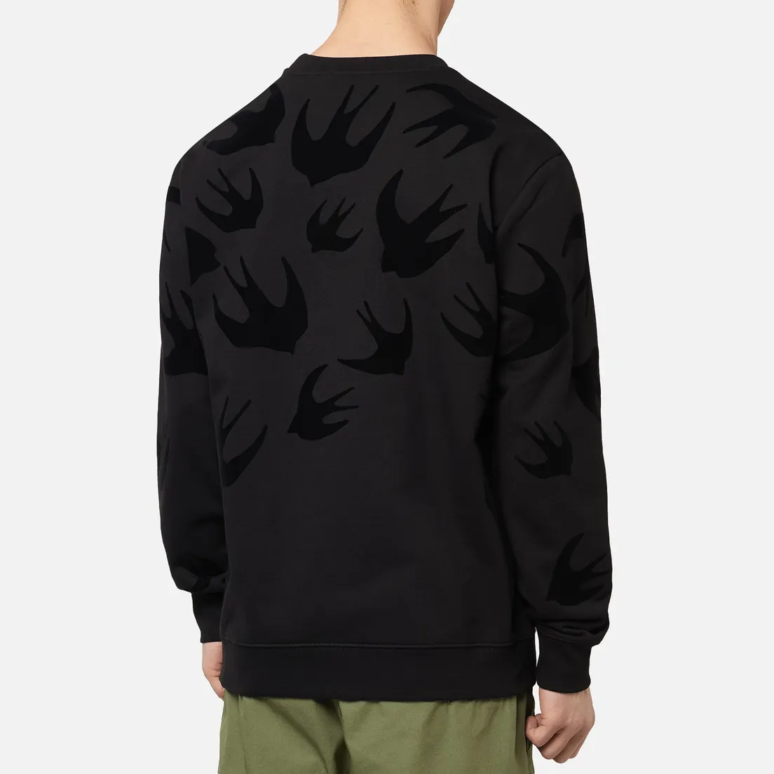 McQ Alexander McQueen Мужская толстовка Crew Neck Swallow Flocked