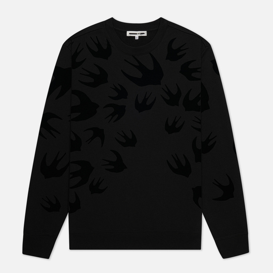 Мужская толстовка McQ Alexander McQueen Crew Neck Swallow Flocked Darkest Black