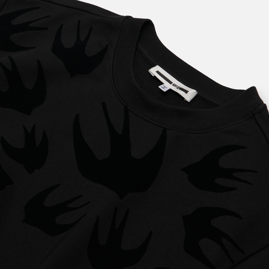 Мужская толстовка McQ Alexander McQueen Crew Neck Swallow Flocked Darkest Black