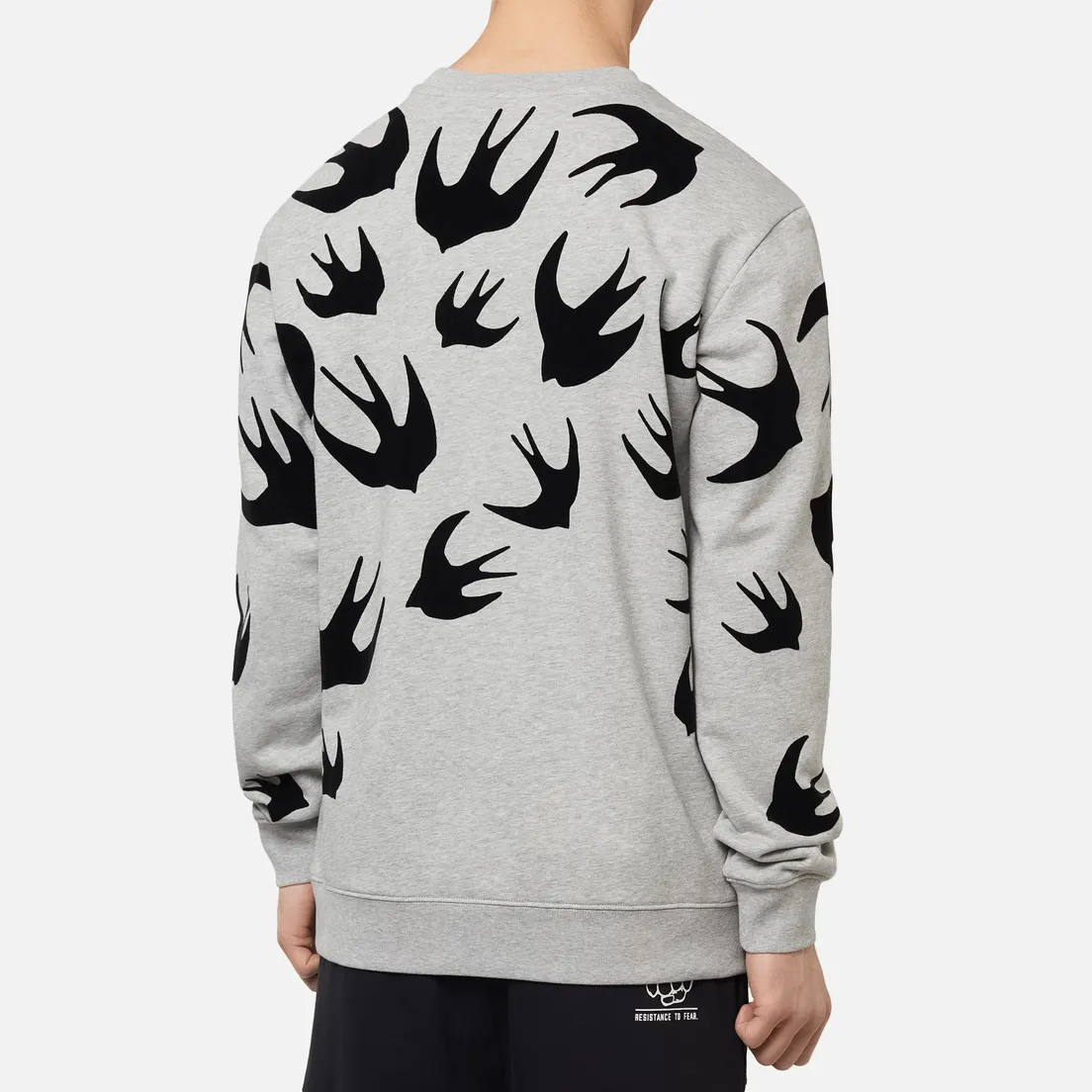 McQ Alexander McQueen Мужская толстовка Crew Neck Swallow Flocked