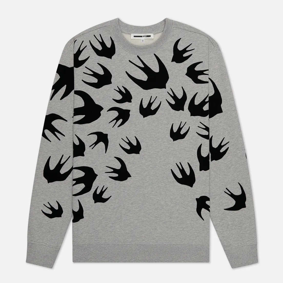 McQ Alexander McQueen Мужская толстовка Crew Neck Swallow Flocked