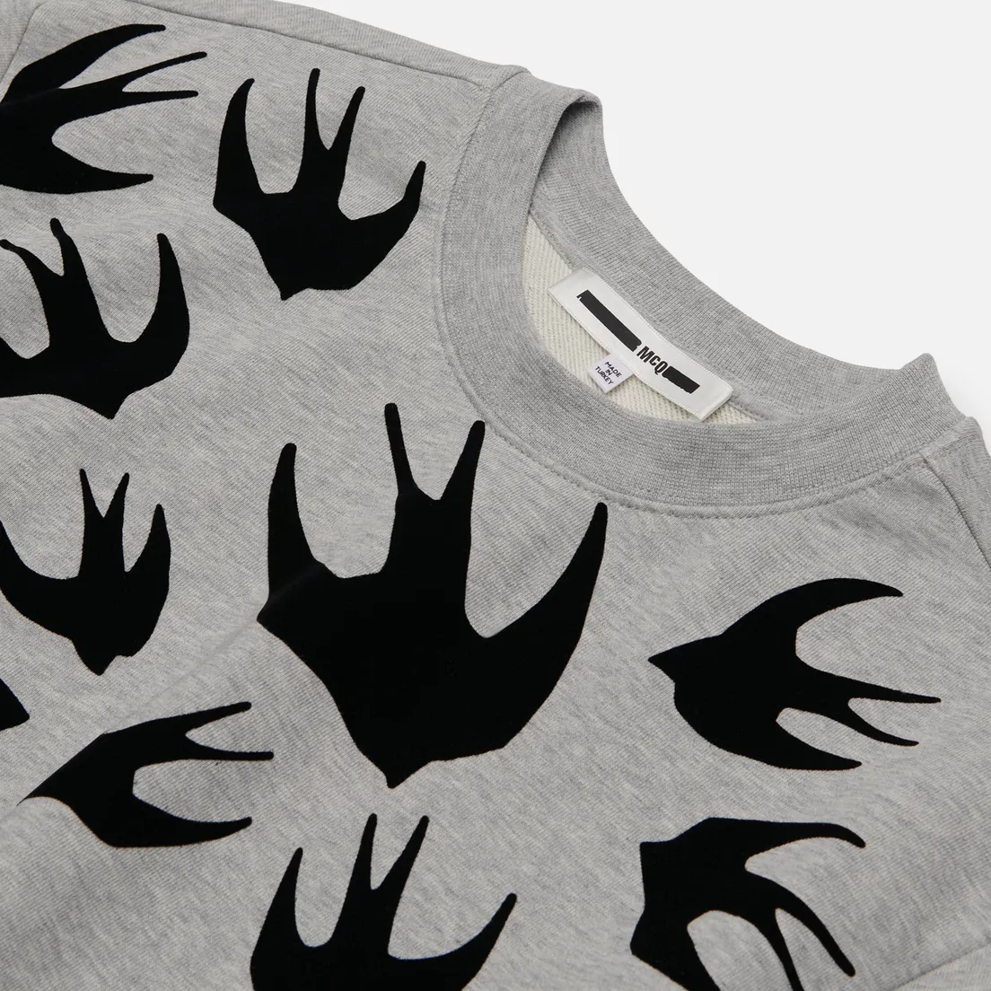 McQ Alexander McQueen Мужская толстовка Crew Neck Swallow Flocked