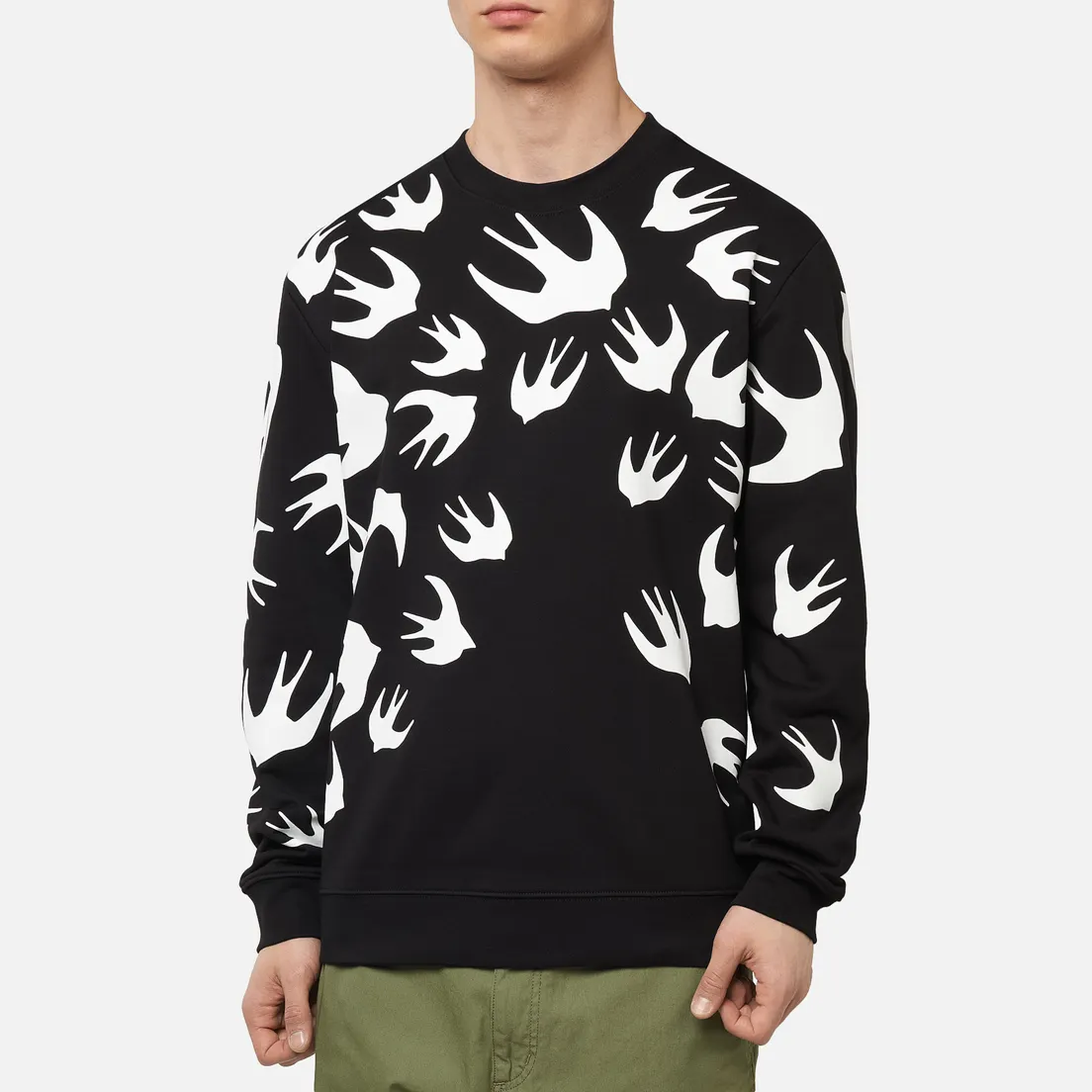 McQ Alexander McQueen Мужская толстовка Crew Neck Swallow Swarm