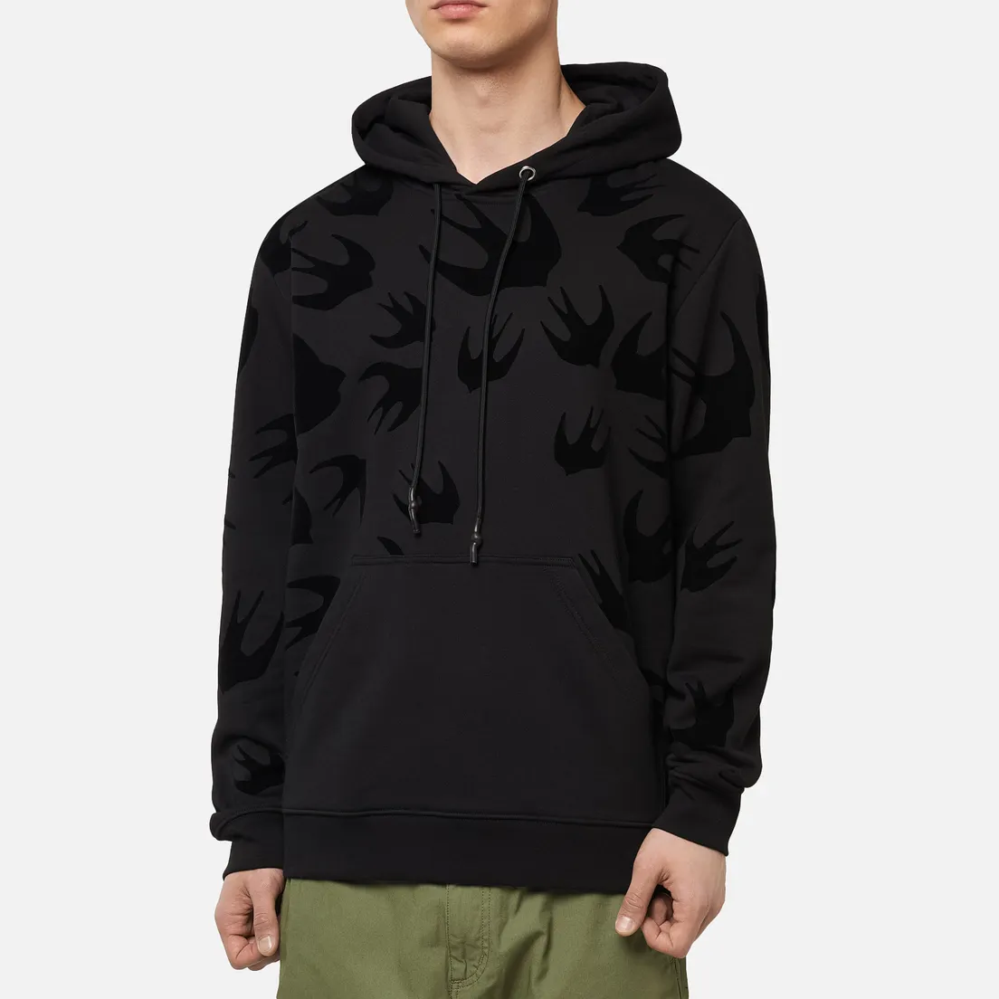 McQ Alexander McQueen Мужская толстовка Pullover Hoodie Swallow Flocked