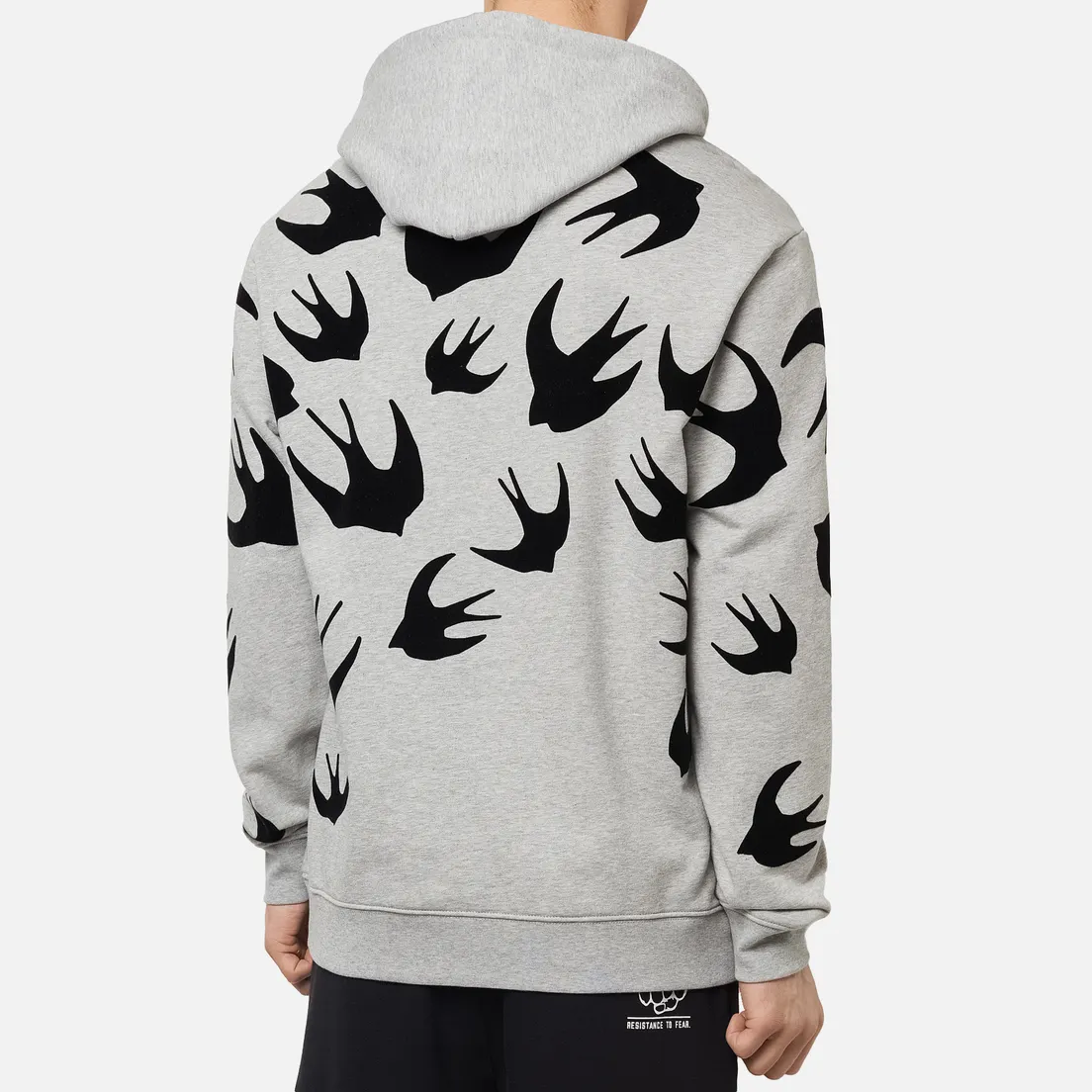 McQ Alexander McQueen Мужская толстовка Pullover Hoodie Swallow Flocked