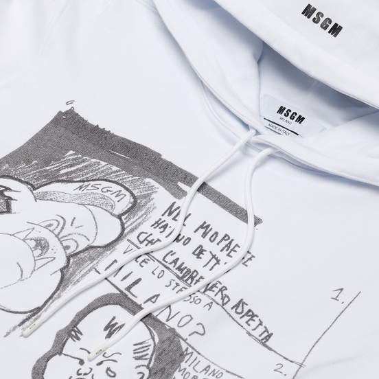 Мужская толстовка MSGM Graffiti Print Hoodie Optical White