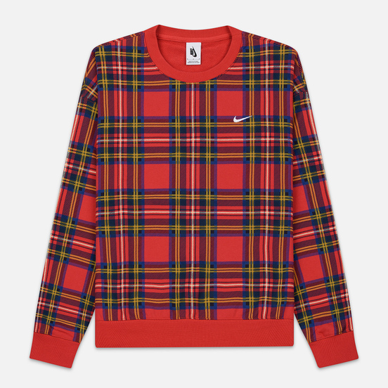 Мужская толстовка Nike NRG Crew Swoosh Stripe Plaid University Red