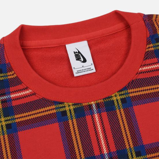 Мужская толстовка Nike NRG Crew Swoosh Stripe Plaid University Red