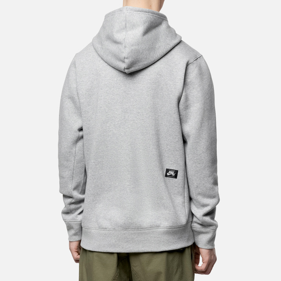 Мужская толстовка Nike SB Fleece Skate Hoodie Dark Grey Heather/Laser Blue