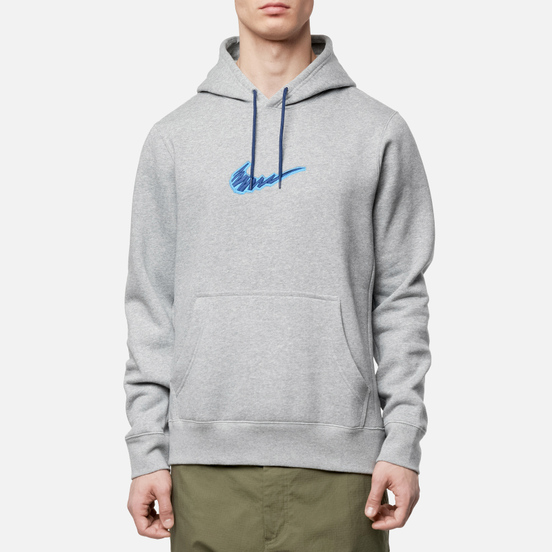 Мужская толстовка Nike SB Fleece Skate Hoodie Dark Grey Heather/Laser Blue