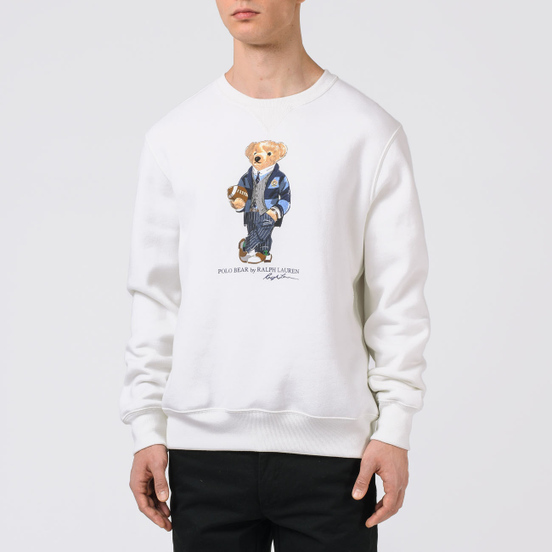 Мужская толстовка Polo Ralph Lauren Bear Ready Play Football In Polo Style Deckwash White