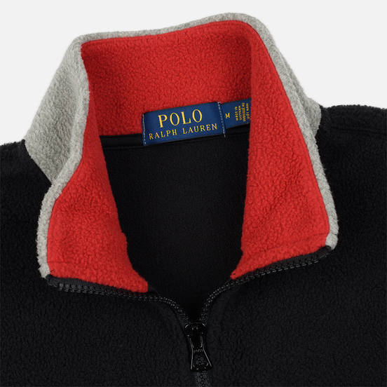 Мужская толстовка Polo Ralph Lauren Embroidery Flag Patch U.S.A. Half-Zip Black