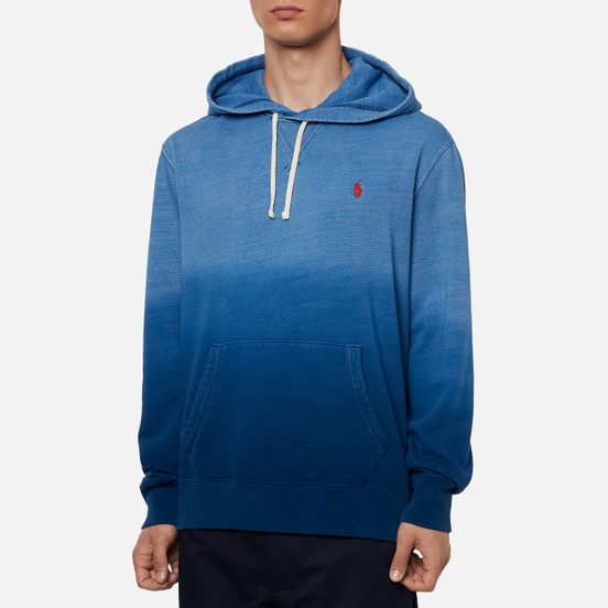 Мужская толстовка Polo Ralph Lauren Garment Dyed Fleece Hoodie Dip Dye Indigo