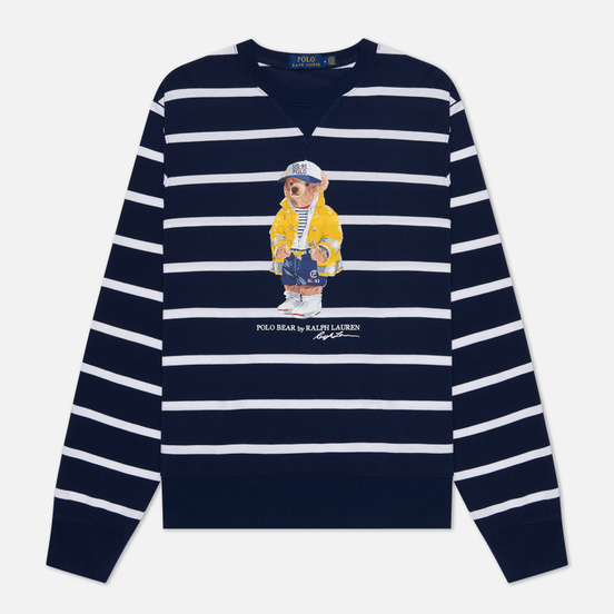 Мужская толстовка Polo Ralph Lauren Iconic Polo Bear Sporting CP-93 Stripe Cruise Navy/White